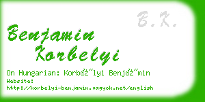 benjamin korbelyi business card